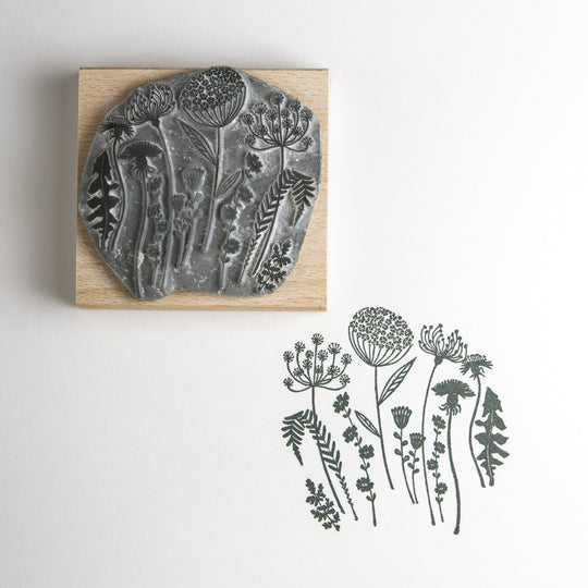 Wild Flower Silhouette Rubber Stamp - Noolibird