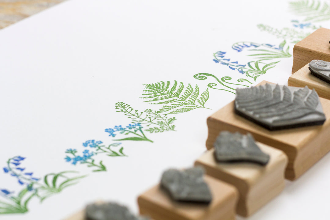 Botanical Rubber Stamps, Wild Flower Rubber Stamp, Fern Rubber Stamp, Bluebells Rubber Stamp, Forget Me Not Rubber Stamp. - Noolibird
