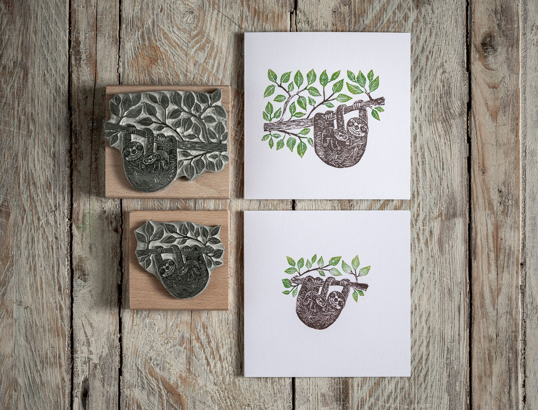 Mamma and Baby Sloth Rubber Stamp - Noolibird