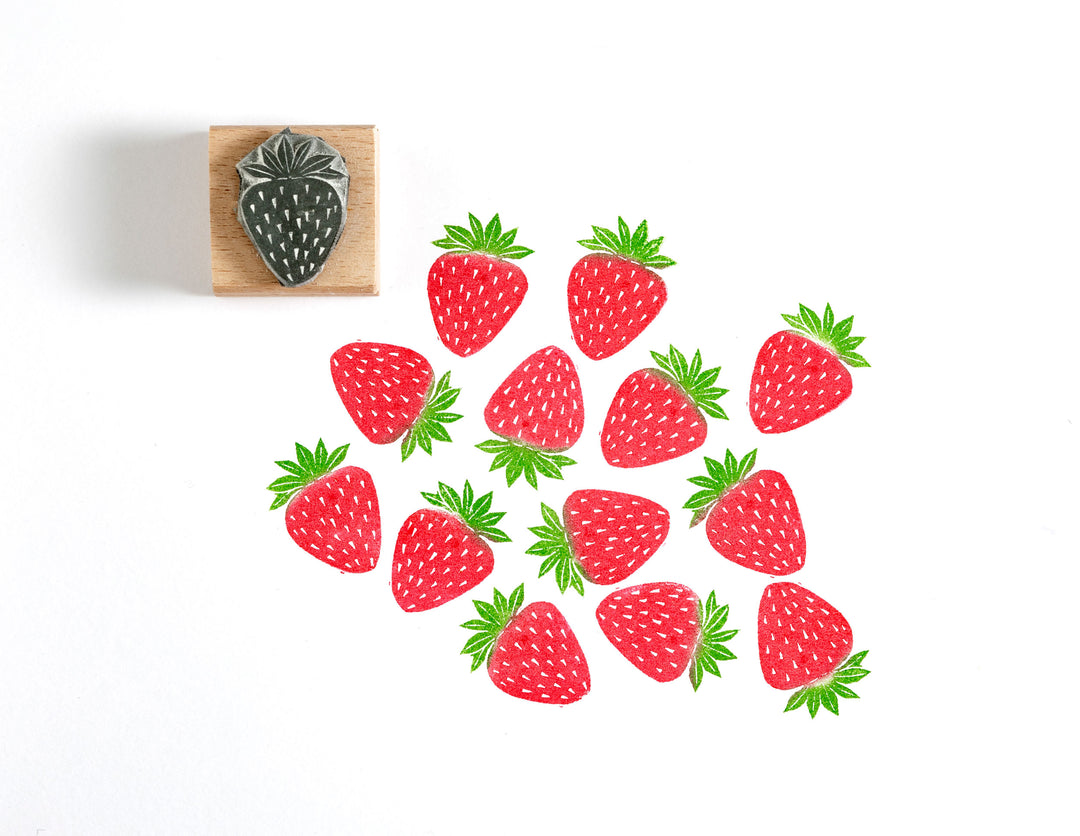 Strawberry Rubber Stamp, Berry Rubber Stamp, Fruit Stamp - Noolibird