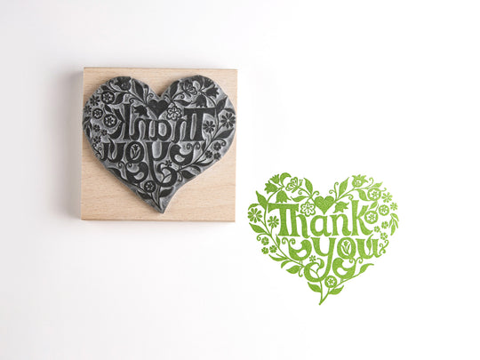 Thank You Heart Rubber Stamp - Noolibird