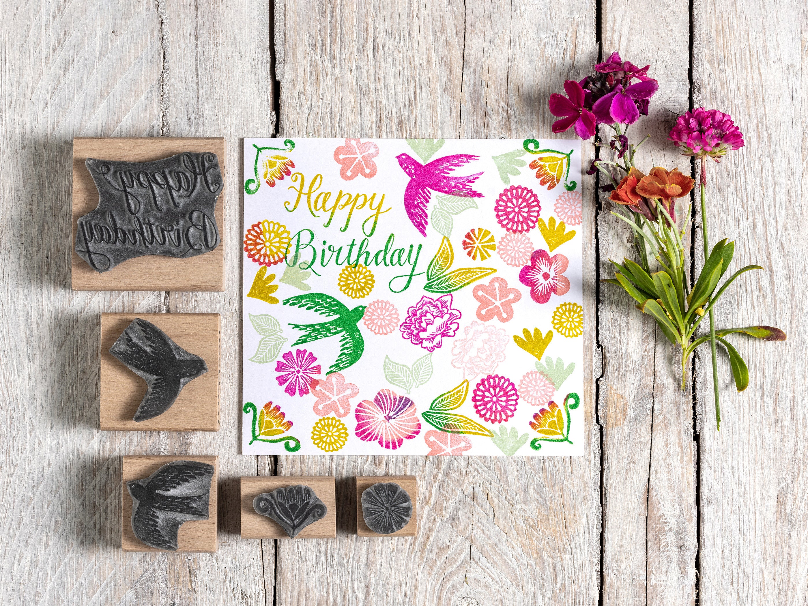 Mexican Flower  Tiny Size Rubber Stamps - Noolibird