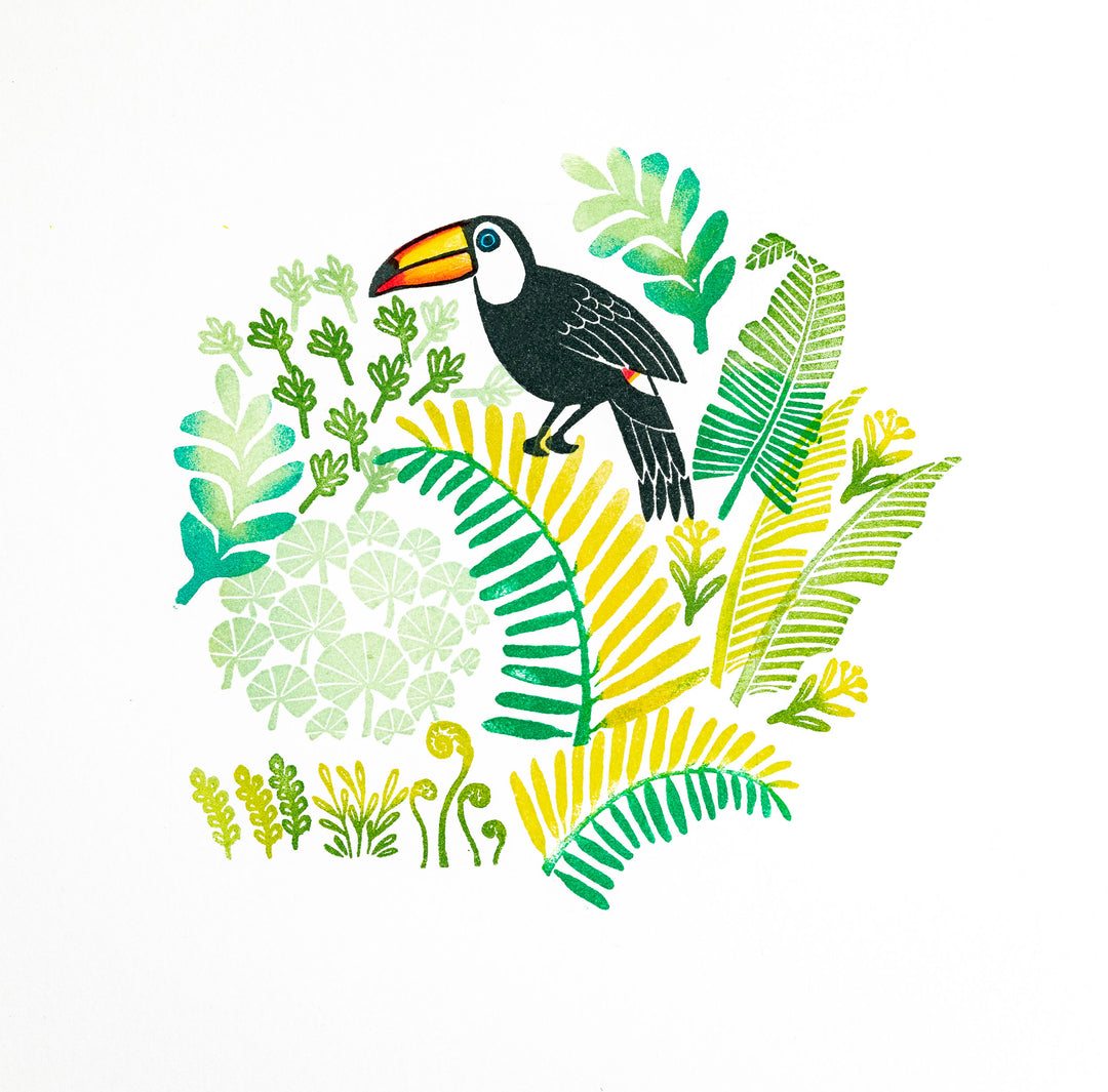 Toucan Rubber Stamps and Jungle Leaves - Noolibird