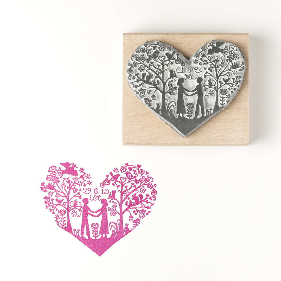 Personalised You and Me Heart Rubber Stamp for Wedding Invitation/Save the Date  (med size) - Noolibird